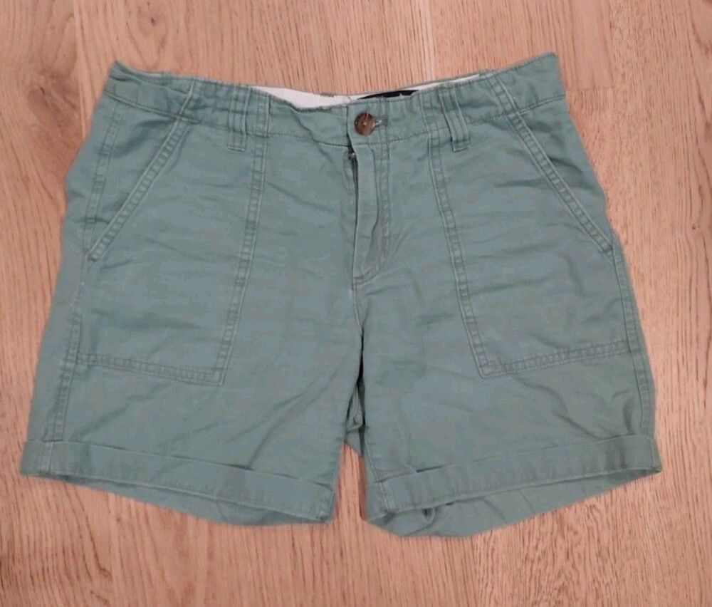 Gap Women's Girlfriend Rolled Utility Shorts Light Sage Green High-Rise 4"
